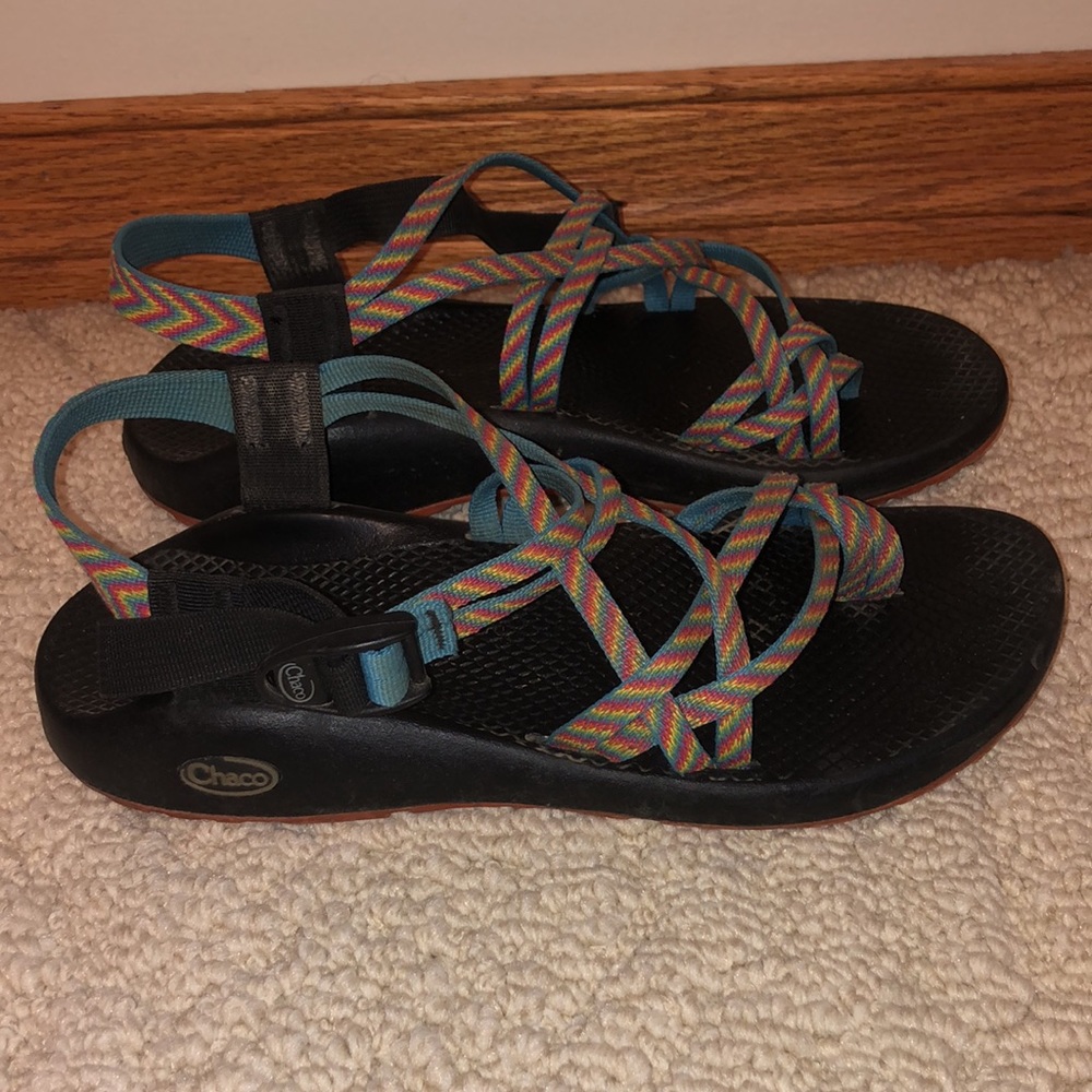 Rainbow double strap Chaco sandals
